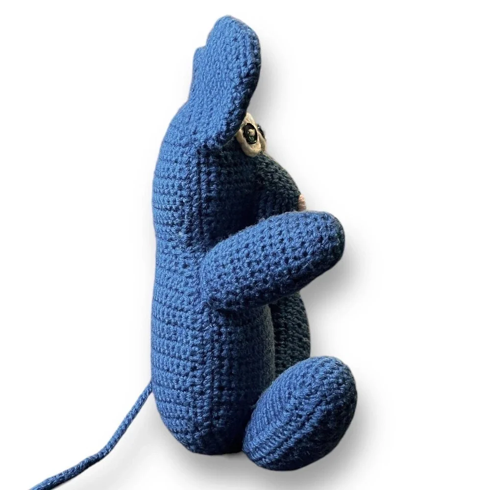 Handmade Crocheted Mouse Stuffed Animal Lovey - Blue